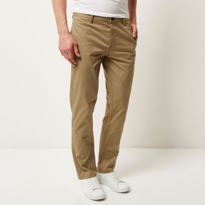 Light brown stretch slim chino trousers